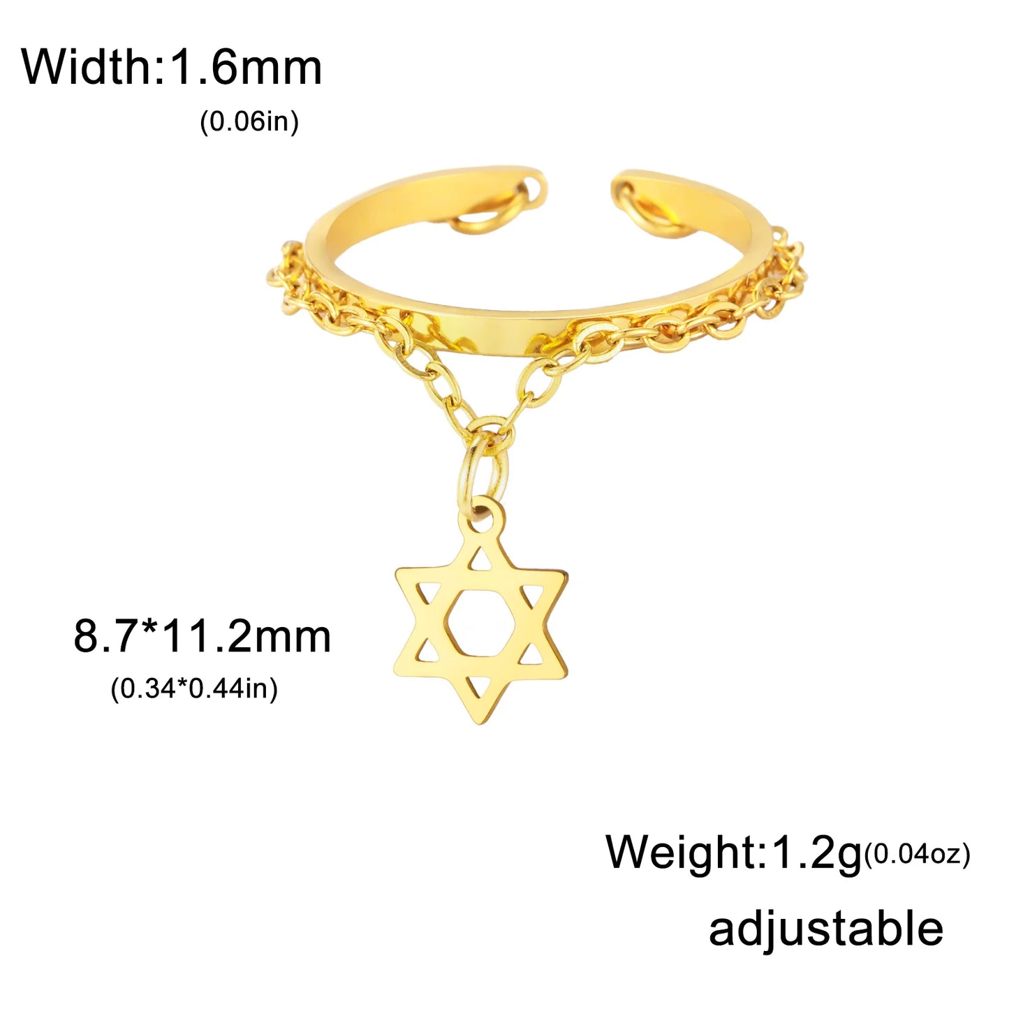 Vielseitiger Lemegeton Offener Ring aus Edelstahl (18K vergoldet)