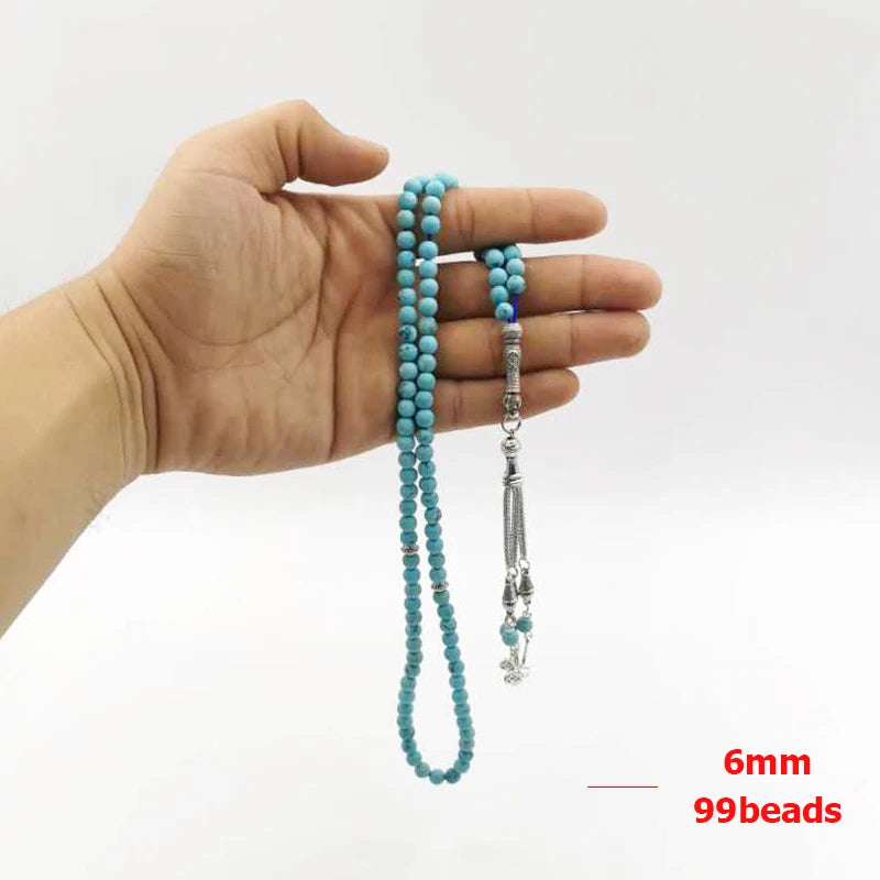 Muslimisches Tasbih Armband aus Natur-Türkis (99 Perlen)
