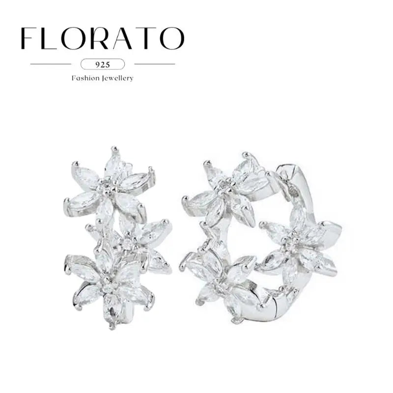 Luxuriöse Creolen mit Zirkon-Besatz aus 925 Sterling Silber