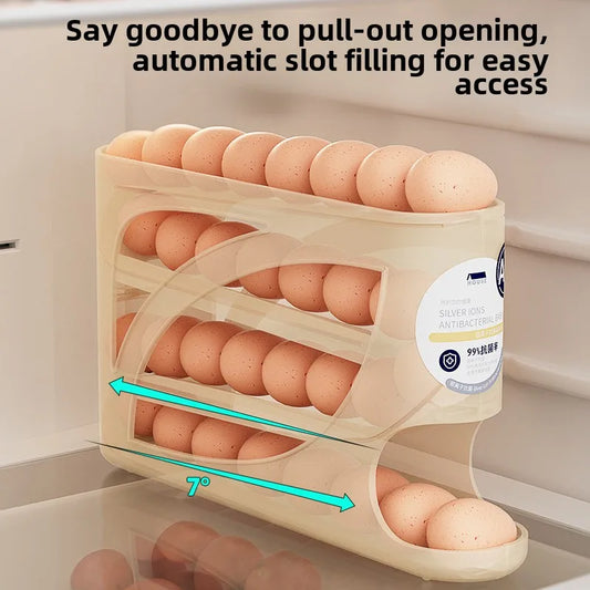 4-stufiger Eier-Dispenser für den Kühlschrank mit Auto-Roll-Funktion
