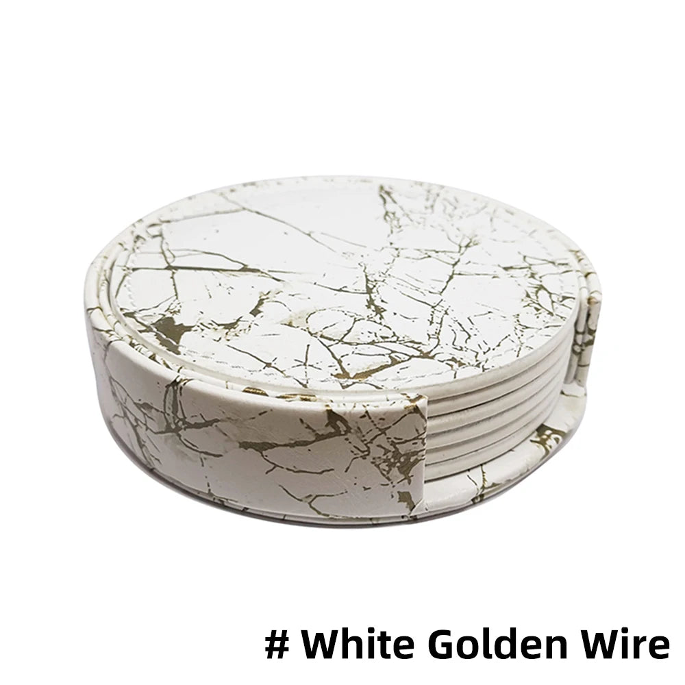 Marmor-Stil Untersetzer-Set aus Kunstleder (7-teilig)