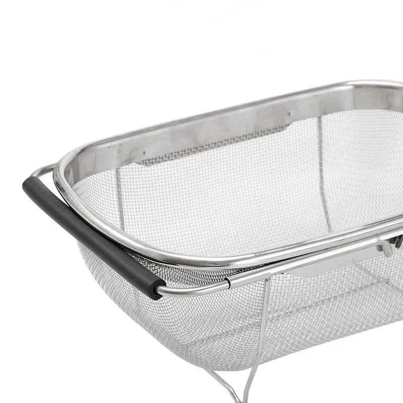 Ausziehbarer Küchen-Siebkorb aus Edelstahl (Mit Gummigriffen)