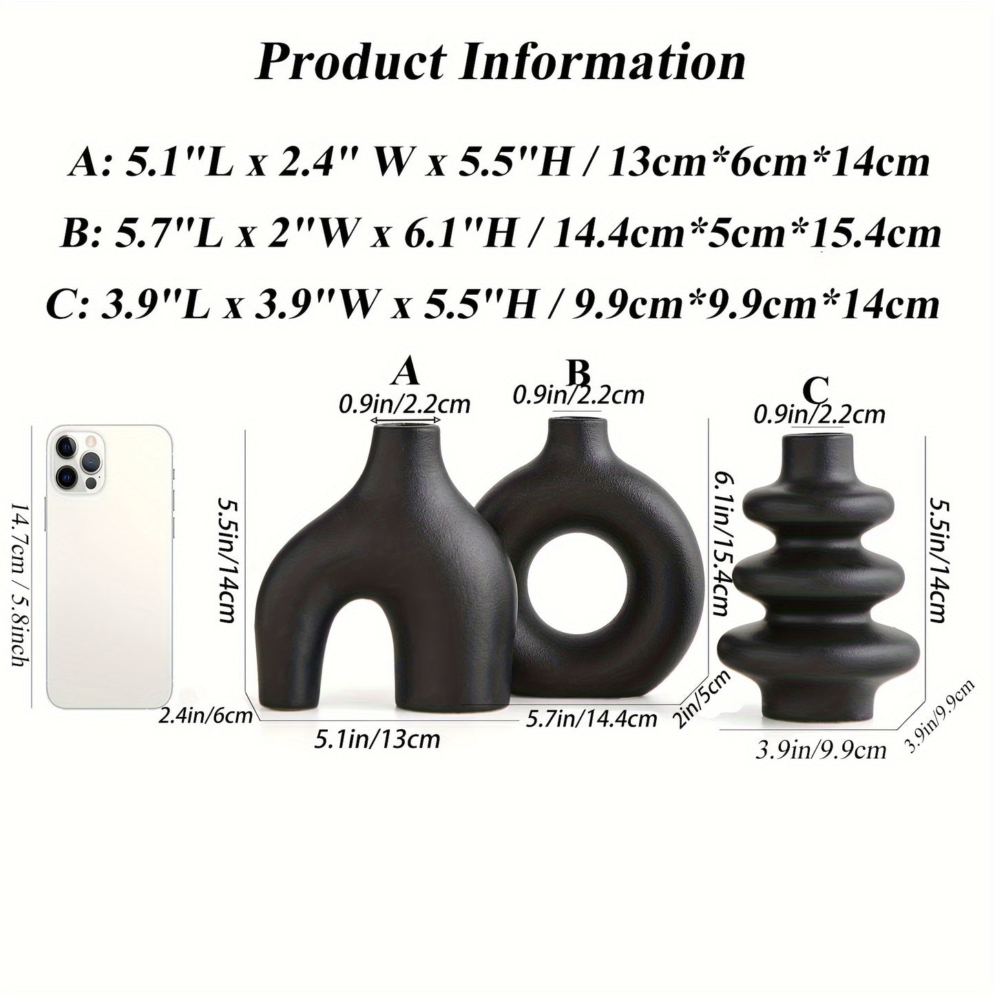 3er Set Boho Chic Keramik-Knospenvasen