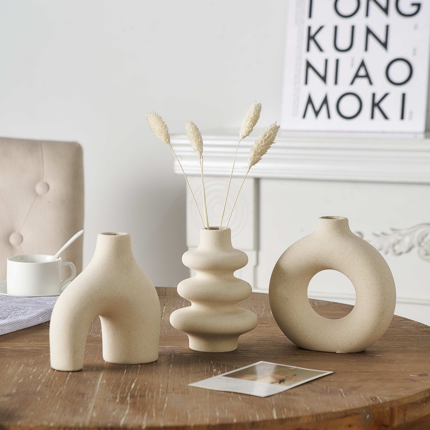 3er Set Boho Chic Keramik-Knospenvasen