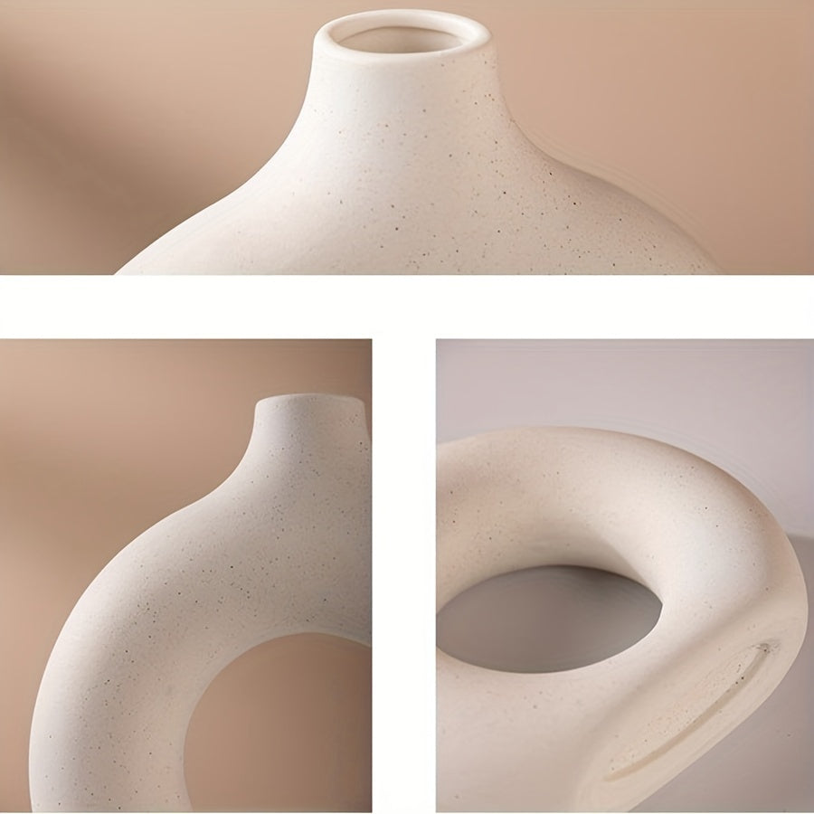 Moderner Boho Hohl-Rund-Vase aus Keramik