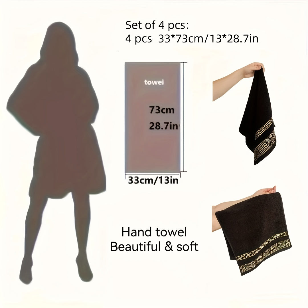 4er Set Baumwoll-Handtücher mit geometrischem Muster