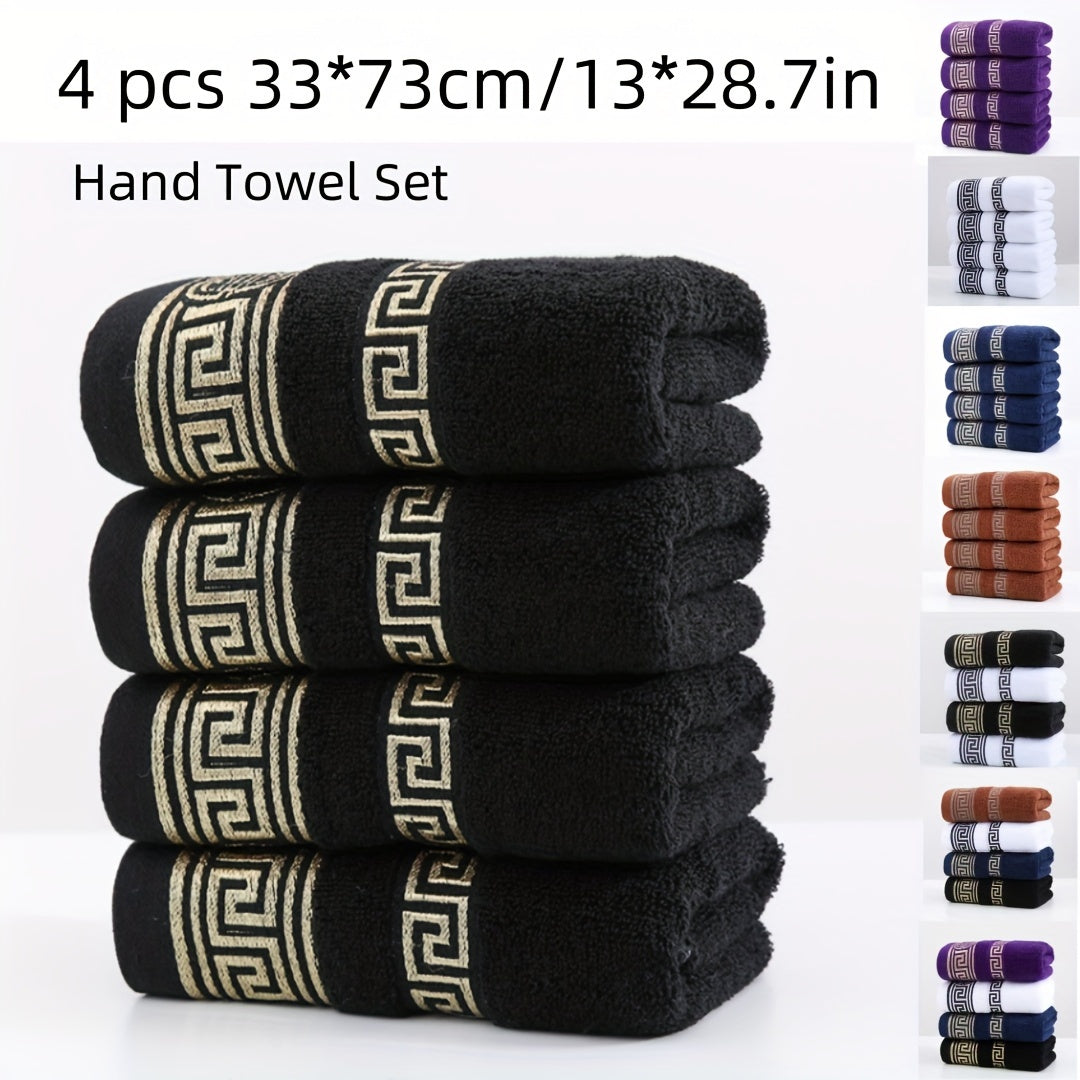 4er Set Baumwoll-Handtücher mit geometrischem Muster