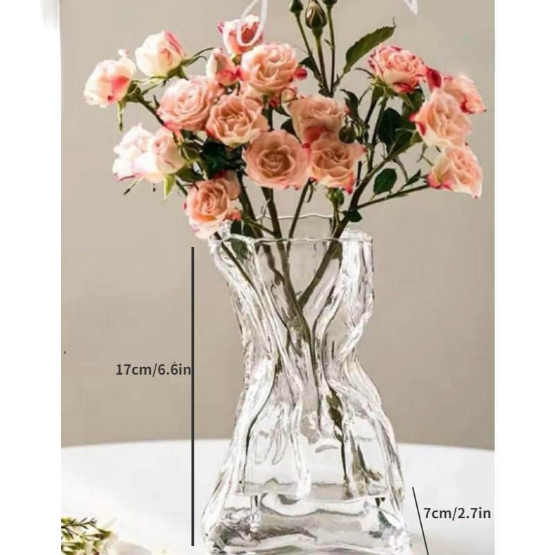 Transparente Glasvase im Vintage Nordic Stil