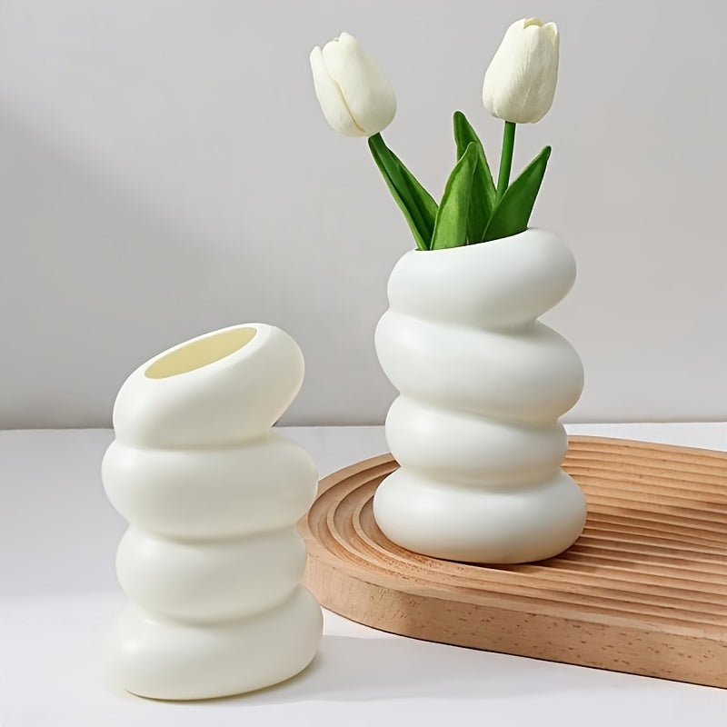 Elegante Zylinder-Vase aus Kunststoff mit Spiral-Design