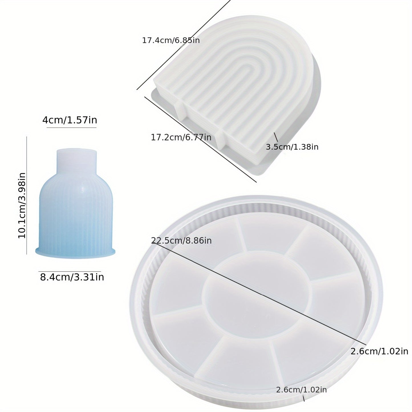 3er Set Silikonformen für Deko-Objekte