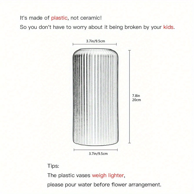 Elegante Weiße Gerippte Vase aus Kunststoff