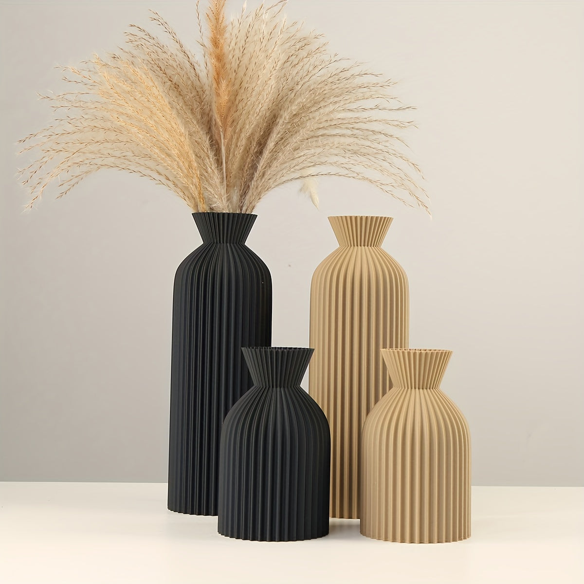 Schwarze Boho-Chic Zylindervase aus Kunststoff