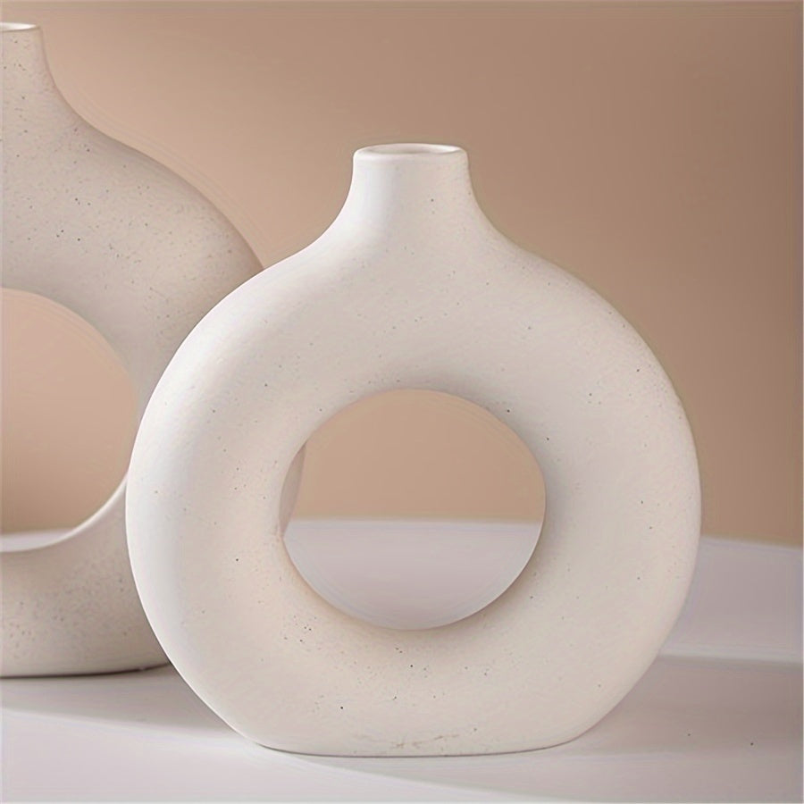 Moderner Boho Hohl-Rund-Vase aus Keramik