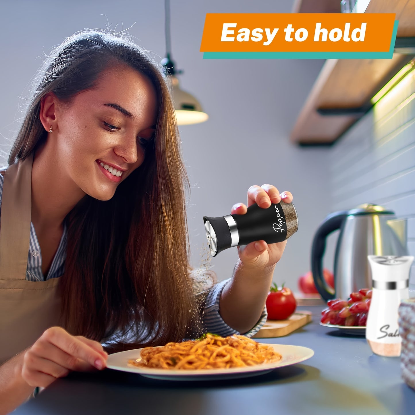 2er Set Salz- und Pfefferstreuer aus Glas mit Halterung