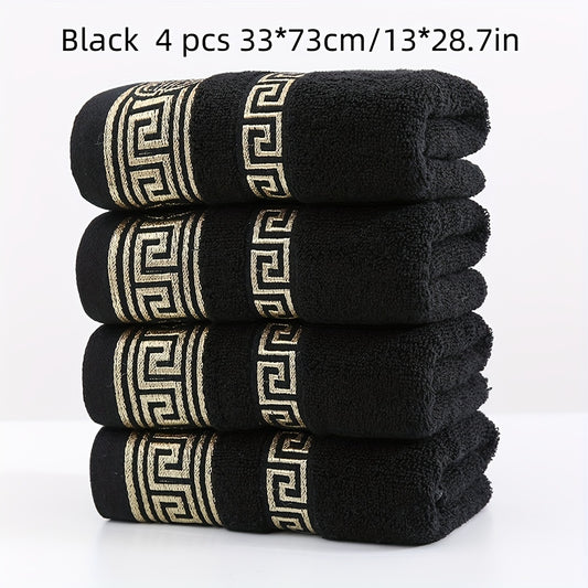 4er Set Baumwoll-Handtücher mit geometrischem Muster