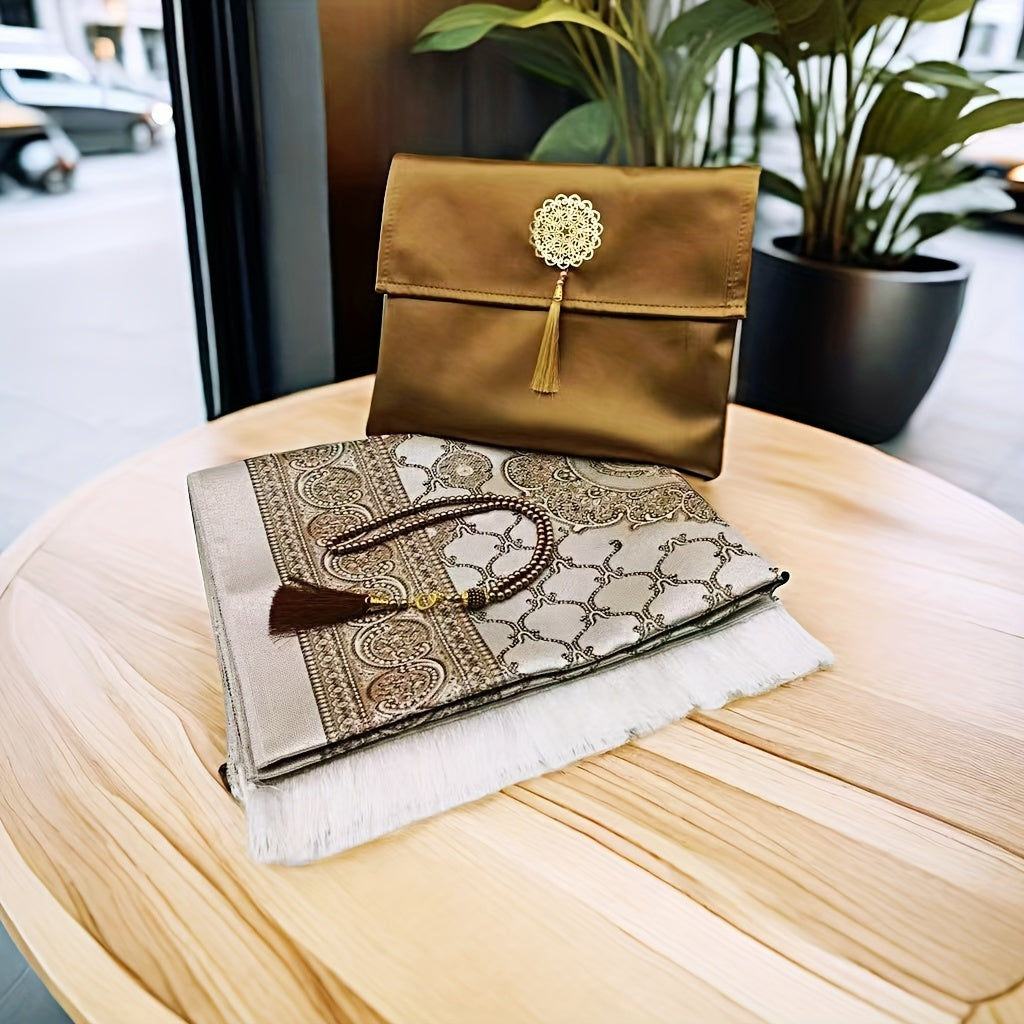 Tragbarer Islamischer Gebetsteppich-Set mit 99 Perlen