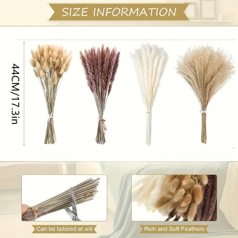 Großes Künstliches Pampasgras & Hasenschwanz-Strauß-Set (101-teilig)