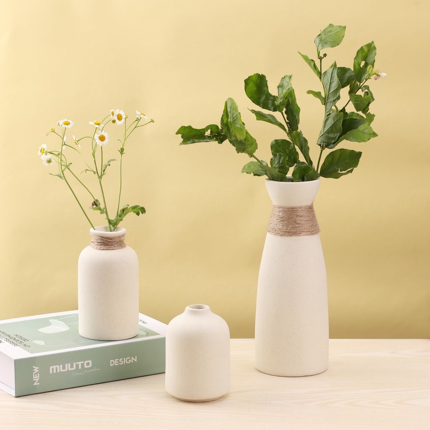 Vintage Keramik Blumenvase mit geometrischem Muster