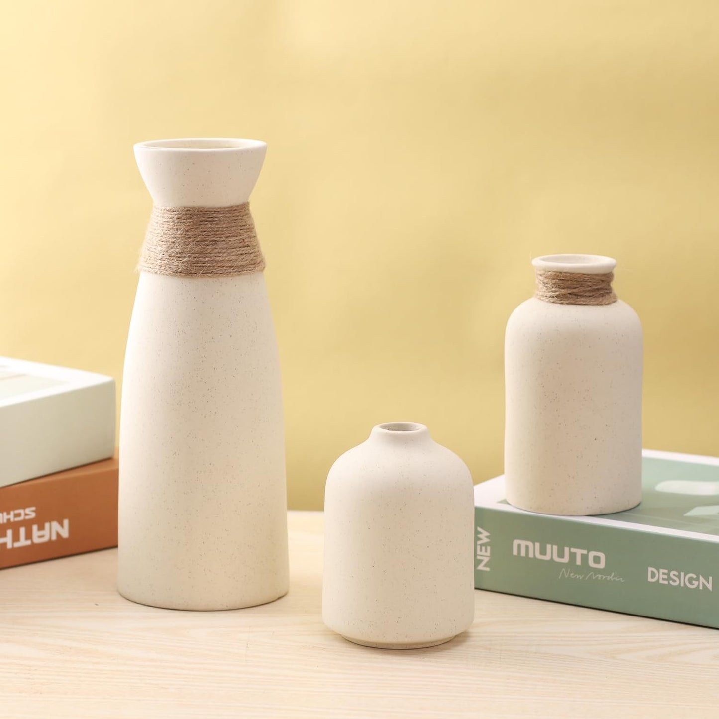 Vintage Keramik Blumenvase mit geometrischem Muster