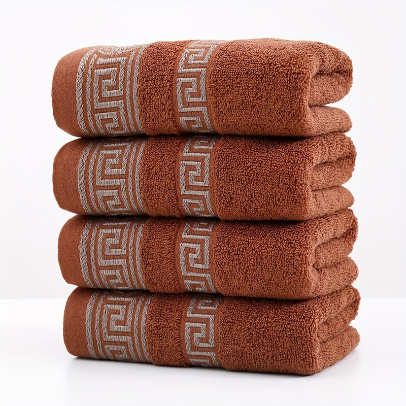 4er Set Baumwoll-Handtücher mit geometrischem Muster