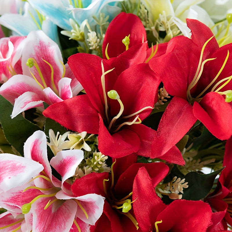 Künstlicher Lilienstrauß (7 Köpfe) aus Stoff