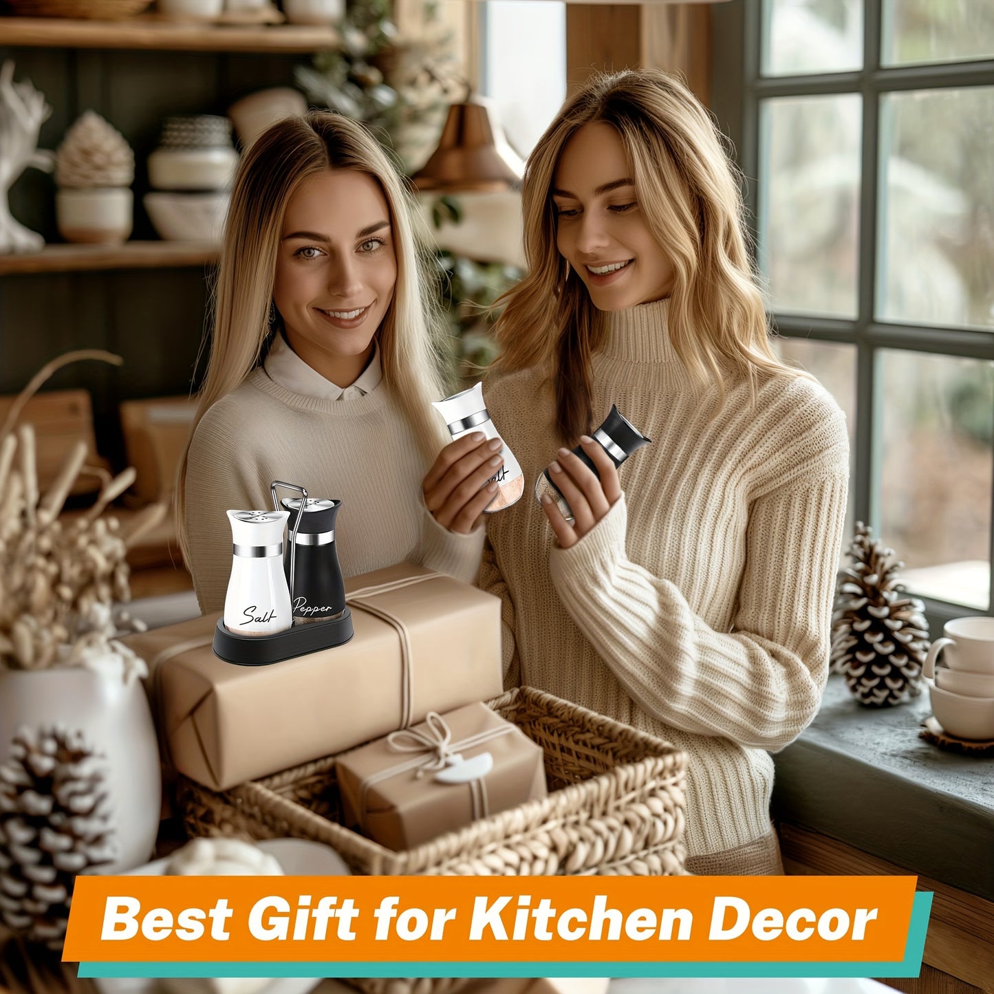 2er Set Salz- und Pfefferstreuer aus Glas mit Halterung