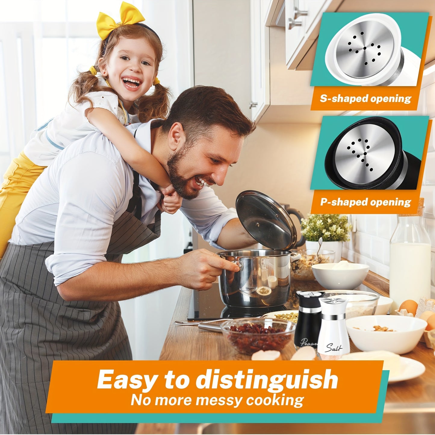 2er Set Salz- und Pfefferstreuer aus Glas mit Halterung