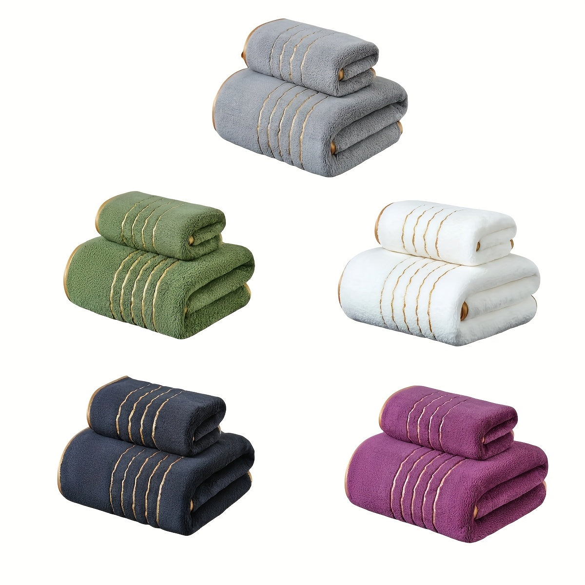 Modernes Korallenfleece Hand- und Badetuch-Set