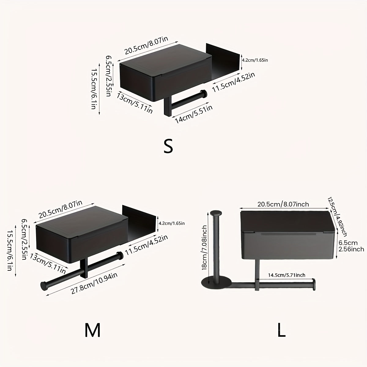 Wandmontierter Toilettenpapierhalter mit Ablage aus Edelstahl