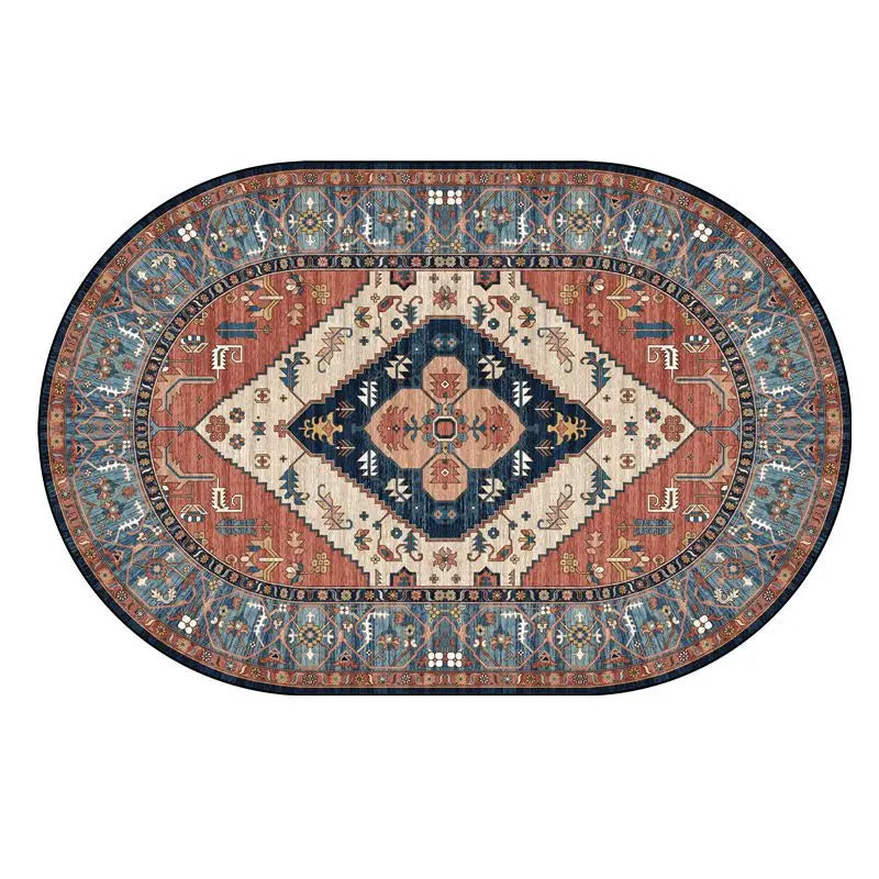 Boho-Persian Oval Rug– Ultraleicht, Waschbar & 3D-Präzision