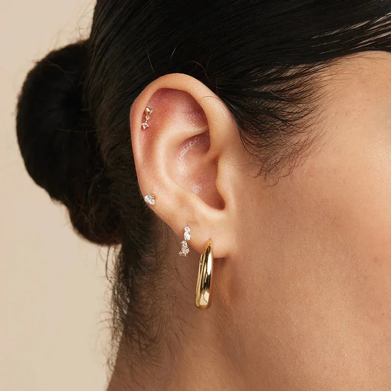 Luxuriöse Creolen mit Zirkon-Besatz aus 925 Sterling Silber