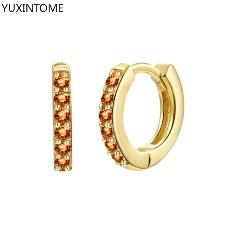 925 Sterling Silber Creolen mit Zirkonia – Bunte Huggie Ohrringe für Damen