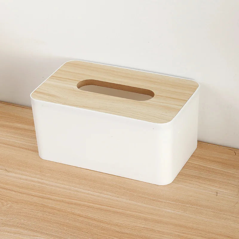 Nordische Taschentuchbox mit Holzdeckel (PP & Echtholz)