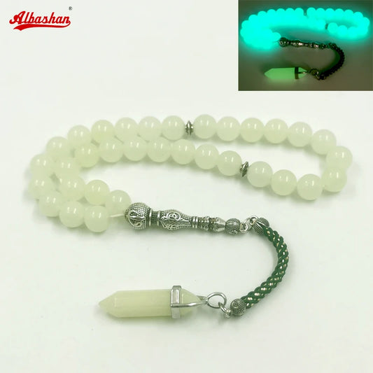 Leuchtendes Muslimisches Tasbih aus Stein (8mm Perlen)