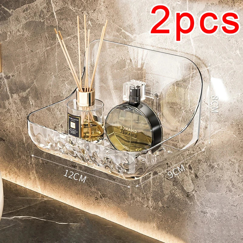 Transparente Kosmetik-Ablage zur Wandmontage ohne Bohren