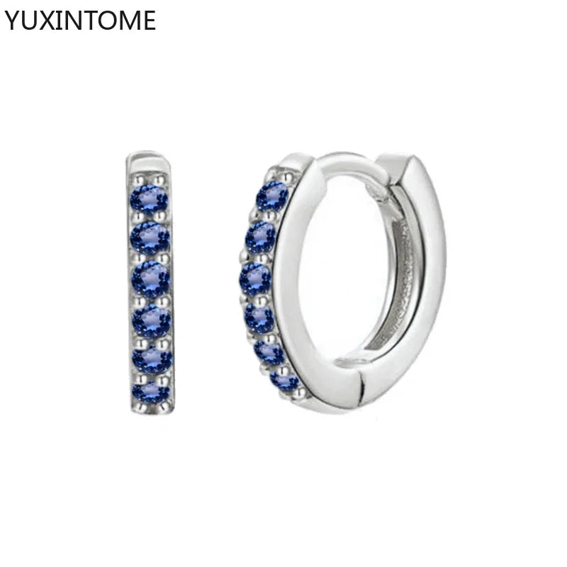 925 Sterling Silber Creolen mit Zirkonia – Bunte Huggie Ohrringe für Damen