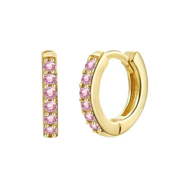 925 Sterling Silber Creolen mit Zirkonia – Bunte Huggie Ohrringe für Damen