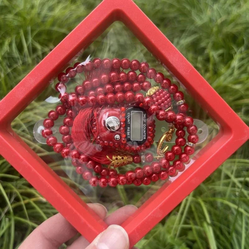 Luxuriöses Islamisches Geschenk-Set: Edelstein-Tasbih & Digitaler Zähler