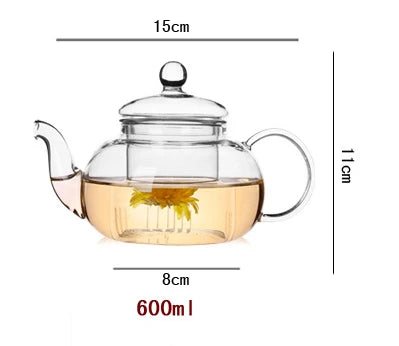Praktische Teekanne aus hitzebeständigem Glas