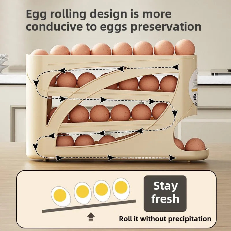 4-stufiger Eier-Dispenser für den Kühlschrank mit Auto-Roll-Funktion