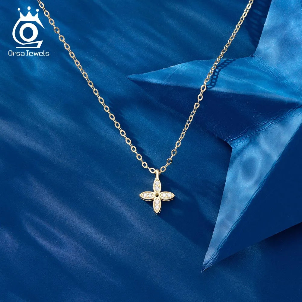 Luxus Kleeblatt Kette 925 Silber