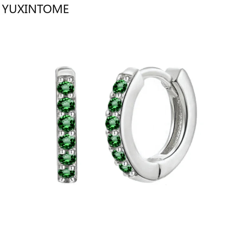 925 Sterling Silber Creolen mit Zirkonia – Bunte Huggie Ohrringe für Damen