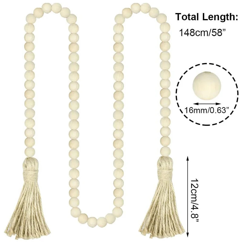 Handgefertigte Holzperlen-Girlande im Farmhouse-Stil