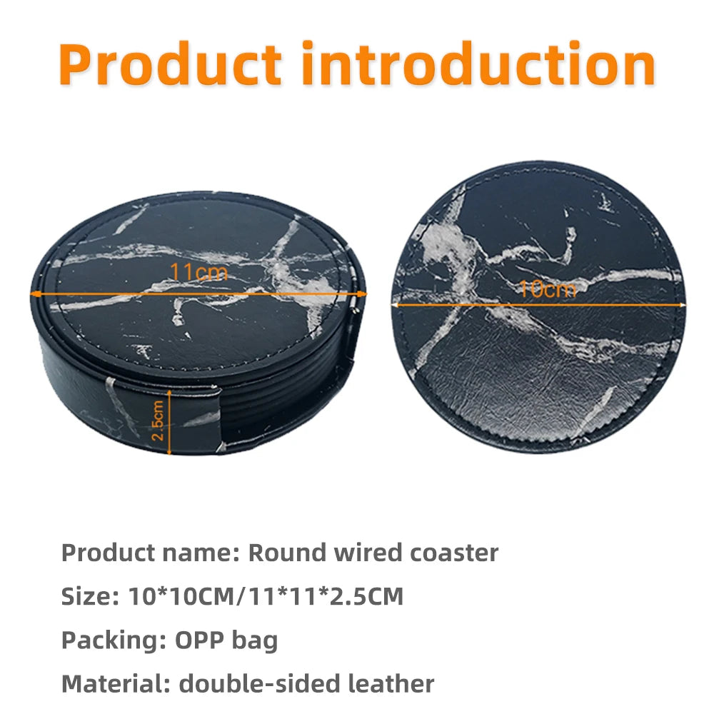 Marmor-Stil Untersetzer-Set aus Kunstleder (7-teilig)