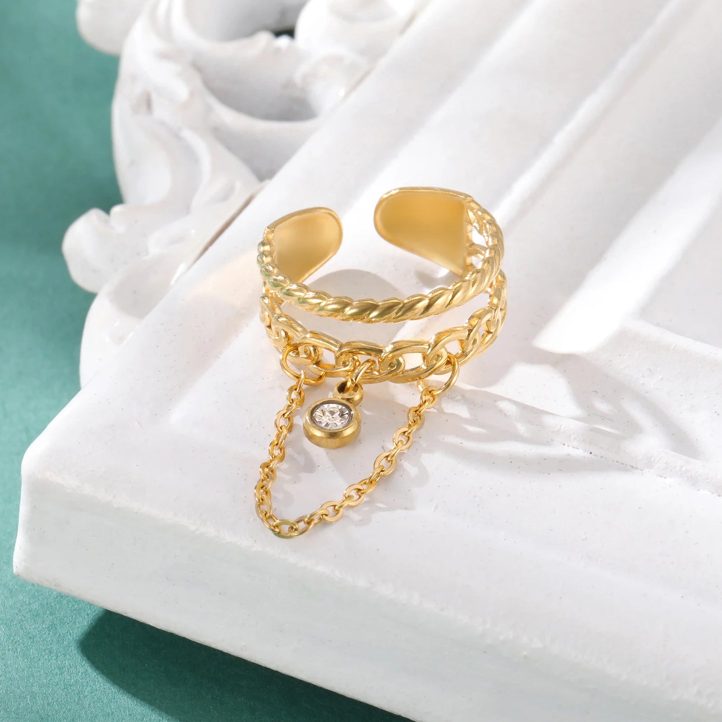 Vielseitiger Lemegeton Offener Ring aus Edelstahl (18K vergoldet)