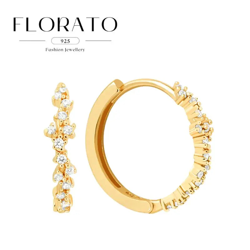 Luxuriöse Creolen mit Zirkon-Besatz aus 925 Sterling Silber