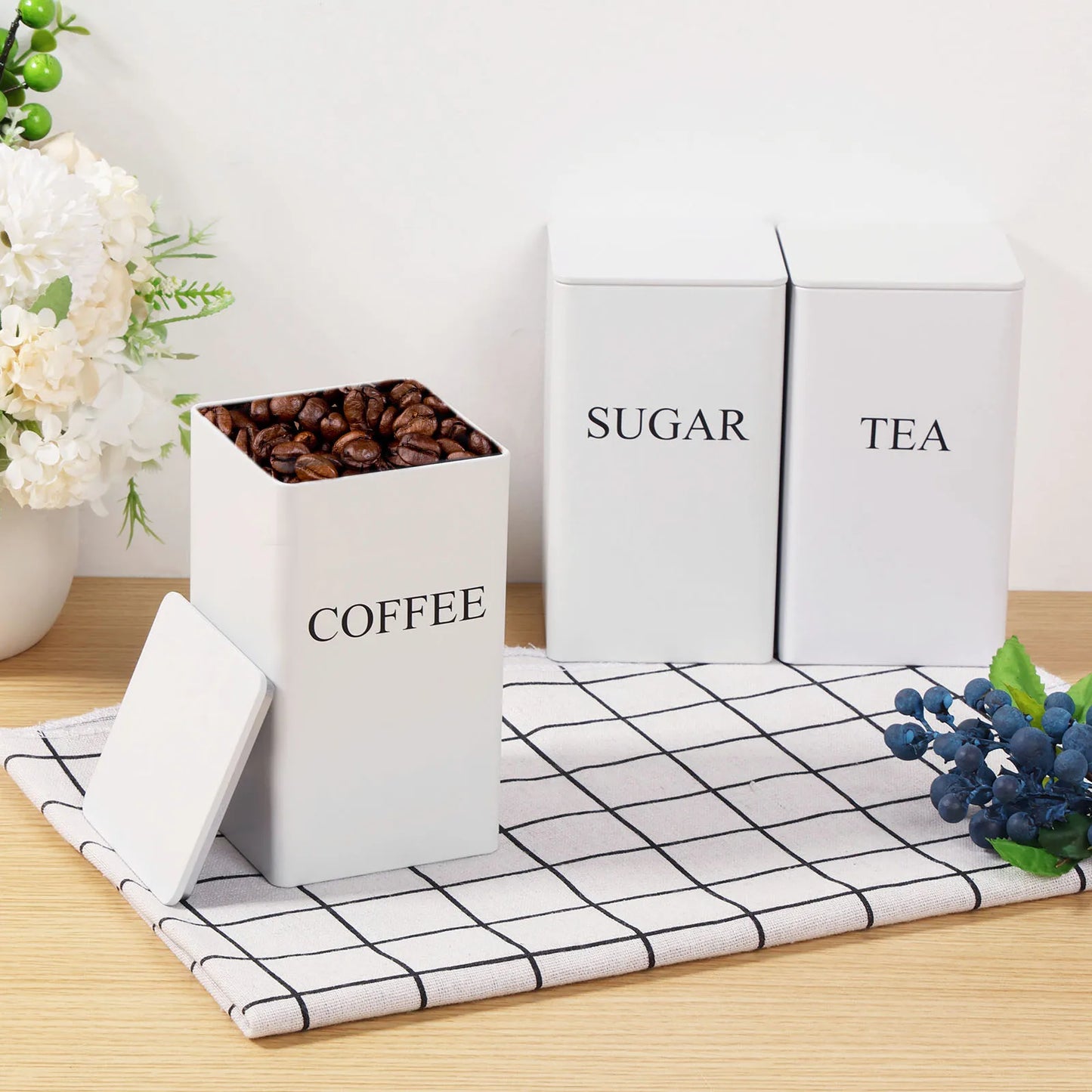 Küchen-Trio „Bambus & Metal“ – Set für Tee, Kaffee & Zucker