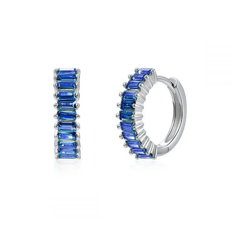 925 Sterling Silber Creolen mit Zirkonia – Bunte Huggie Ohrringe für Damen