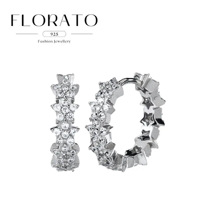 Luxuriöse Creolen mit Zirkon-Besatz aus 925 Sterling Silber