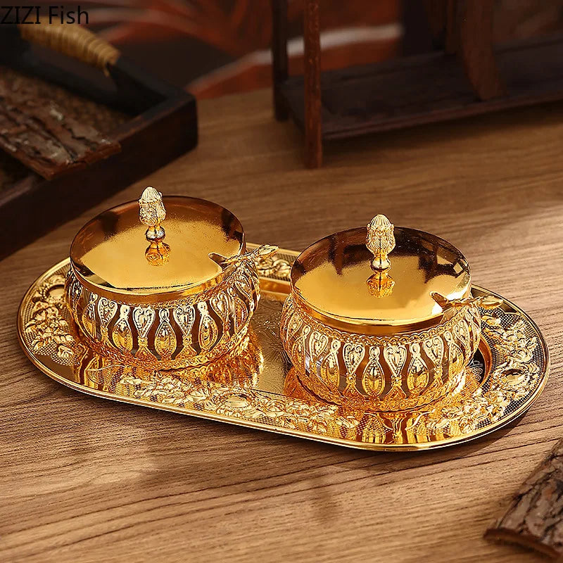 Elegantes Gewürzgläser-Set aus Metall und Glas (Europäischer Stil)